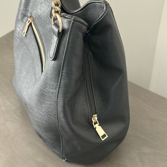 Miztique Black Purse With Gold Tone Chain Accents - Picture 4 of 14